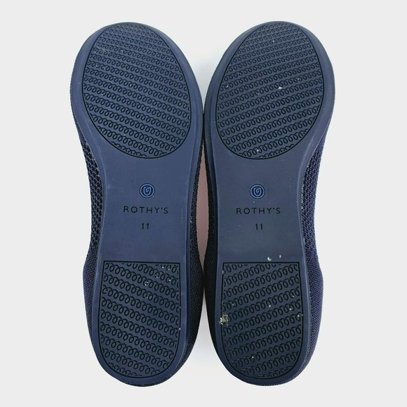 Rothys Maritime Lattice Stitch Flats 11 Navy Blue Round Toe Knit Retired Slip On - Picture 12 of 15